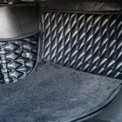 2021+ GMC Yukon Diamond Stitch Black Leather Floor Mats