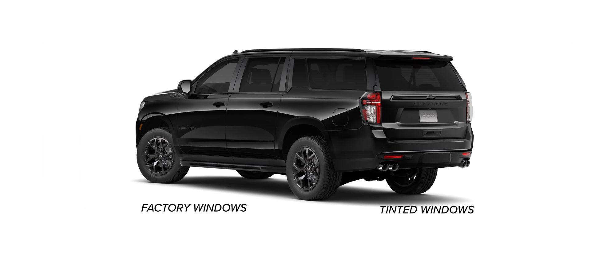 Chevy Tahoe with aftermarket tint film applied to windows.