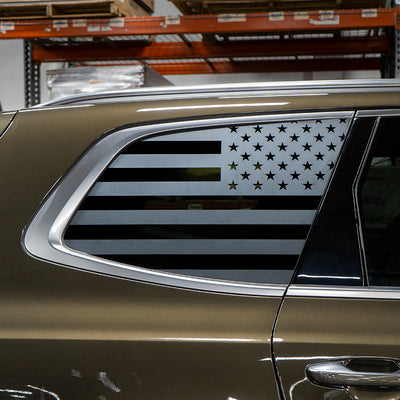 2020+ Kia Telluride Quarter Glass American Flag Decal, Matte Black