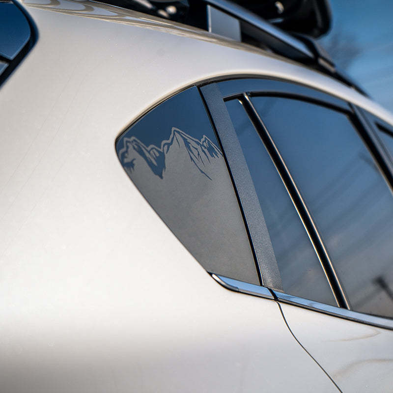 Subaru Crosstrek Peaks Quarter Glass Decal, Matte Black